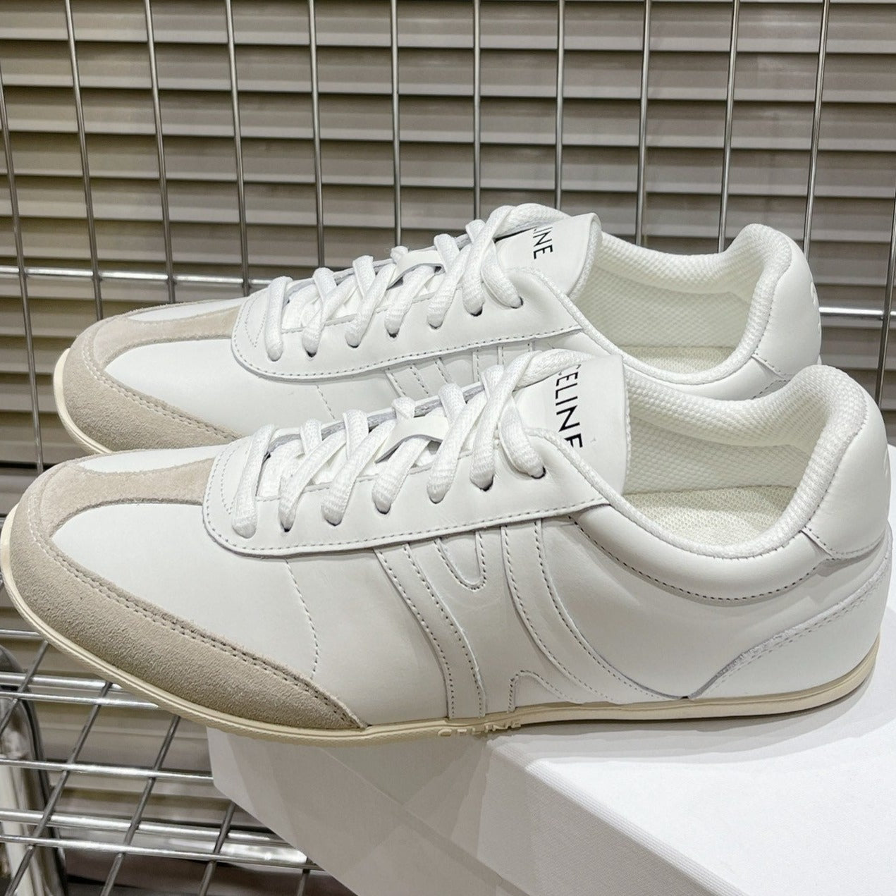 LOW LACE-UP SNEAKER IN CALFSKIN OPTIC WHITE GRAY - 35