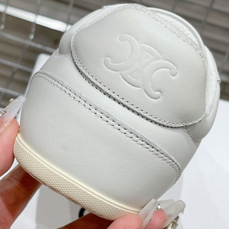 LOW LACE-UP SNEAKER IN CALFSKIN OPTIC WHITE GRAY - 35