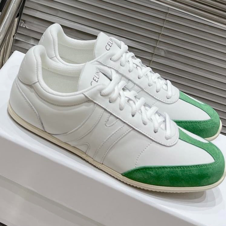 LOW LACE-UP SNEAKER IN CALFSKIN OPTIC WHITE GREEN - 35
