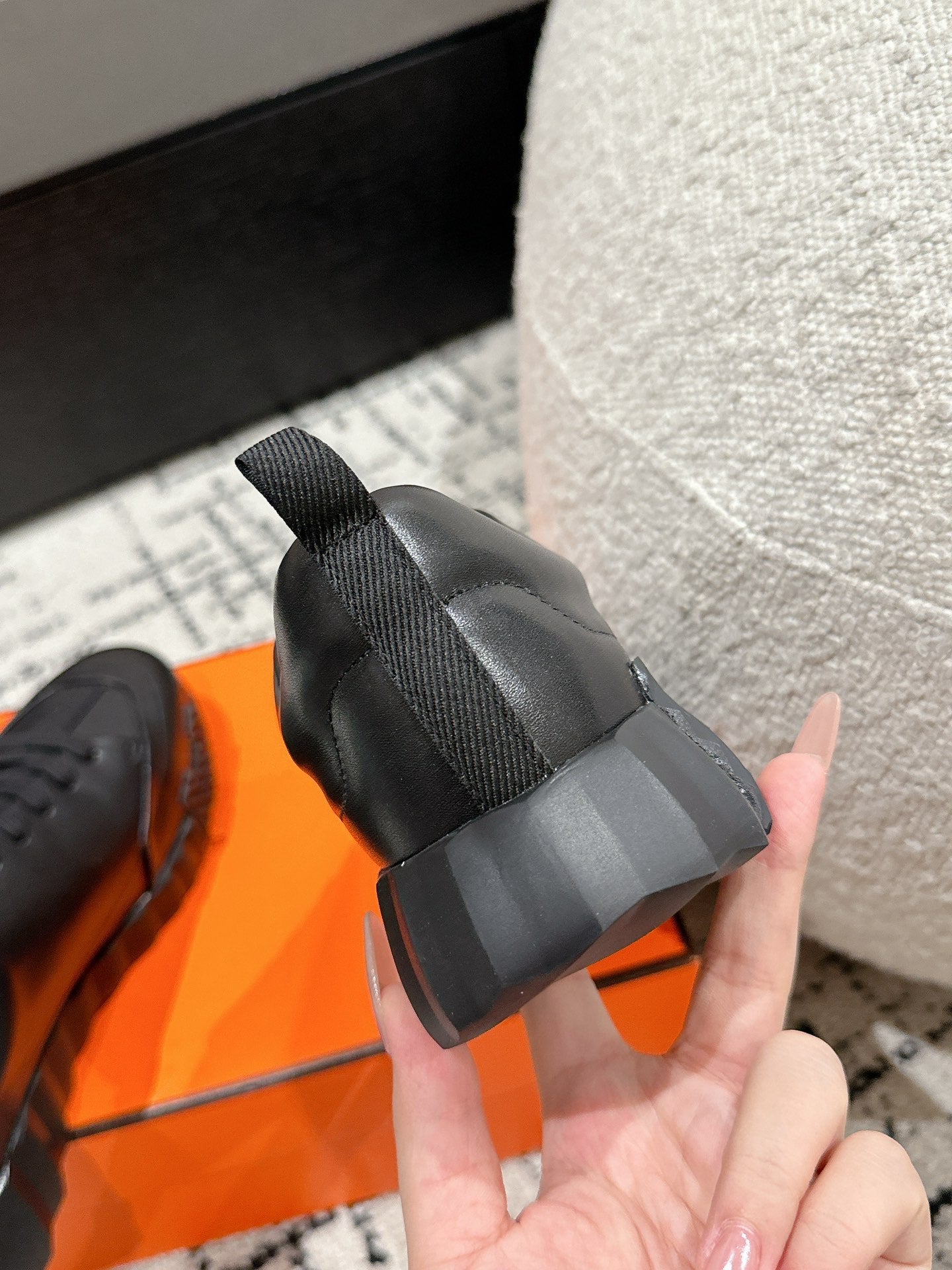 BOUNCING SNEAKER IN FULL BLACK CALFSKIN - 35