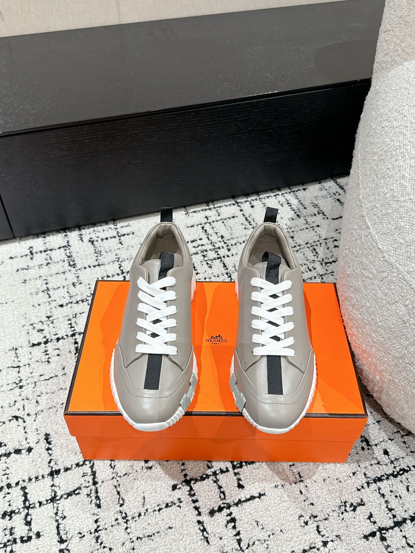 BOUNCING SNEAKER IN KHAKI BEIGE CALFSKIN - 35