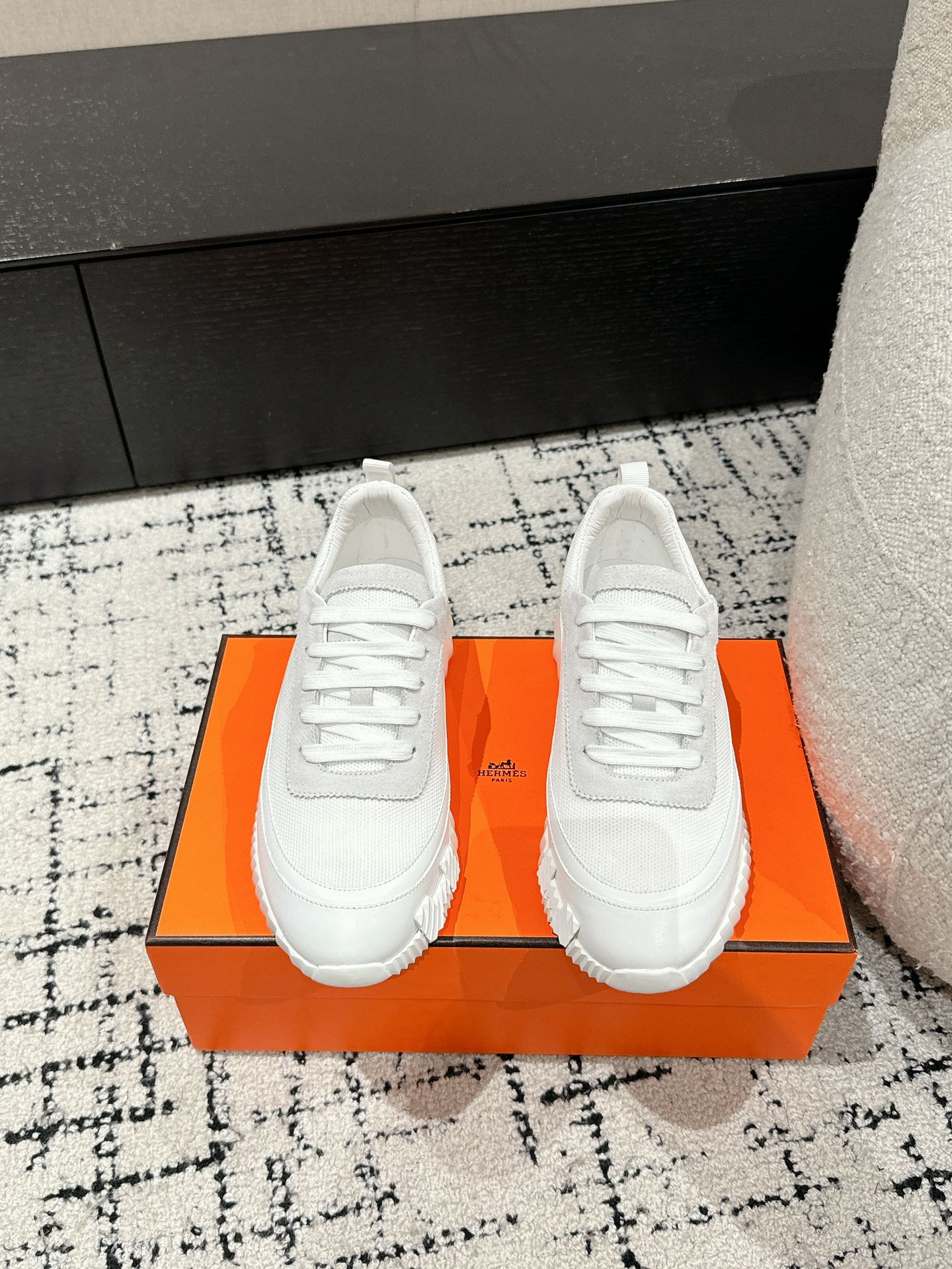 BOUNCING SNEAKER IN WHITE CALFSKIN AND FABRIC - 35