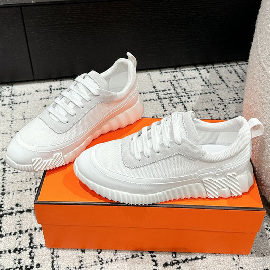BOUNCING SNEAKER IN WHITE CALFSKIN AND FABRIC - 35