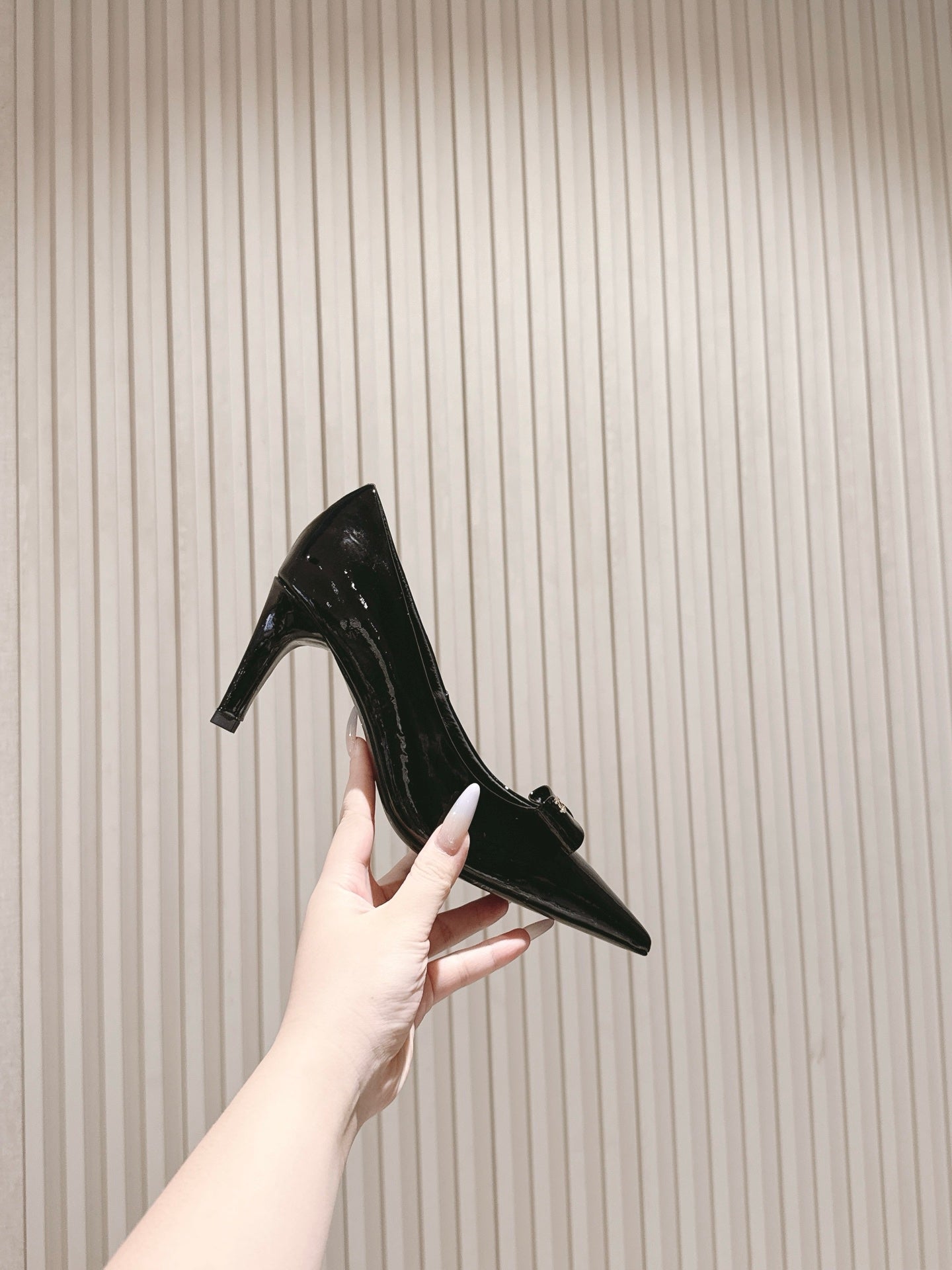 CC HIGH HEEL PUMPS 25S IN BLACK LAMBSKIN WITH BOW ATTACHED - 35