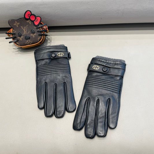 TOUCHSCREEN GLOVES IN BLACK LAMBSKIN MIX WOOL 327782 - XL