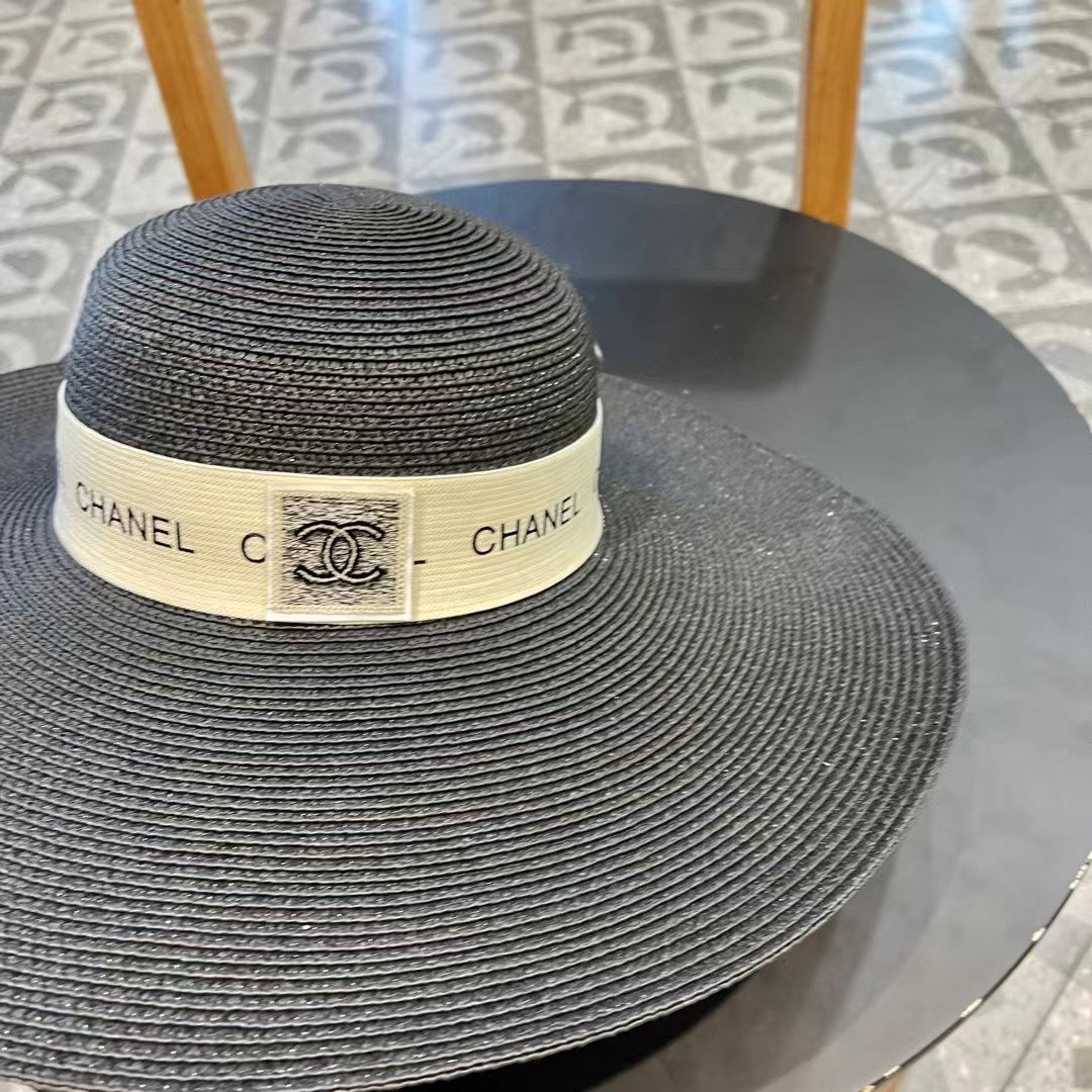 WIDE BRIM STRAW HAT BLACK 672709