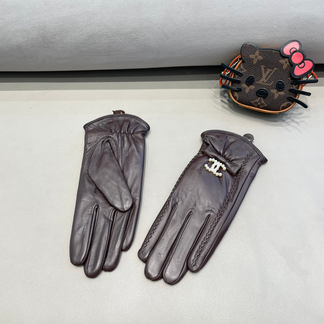 GLOVES IN BRUNETTE BROWN LAMBSKIN 415821 - M