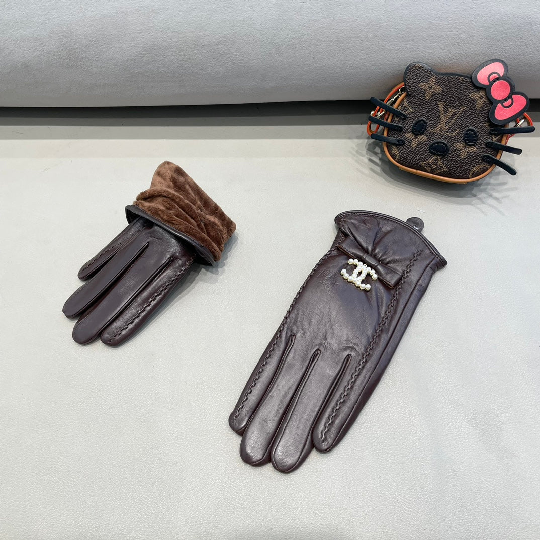 GLOVES IN BRUNETTE BROWN LAMBSKIN 415821 - M