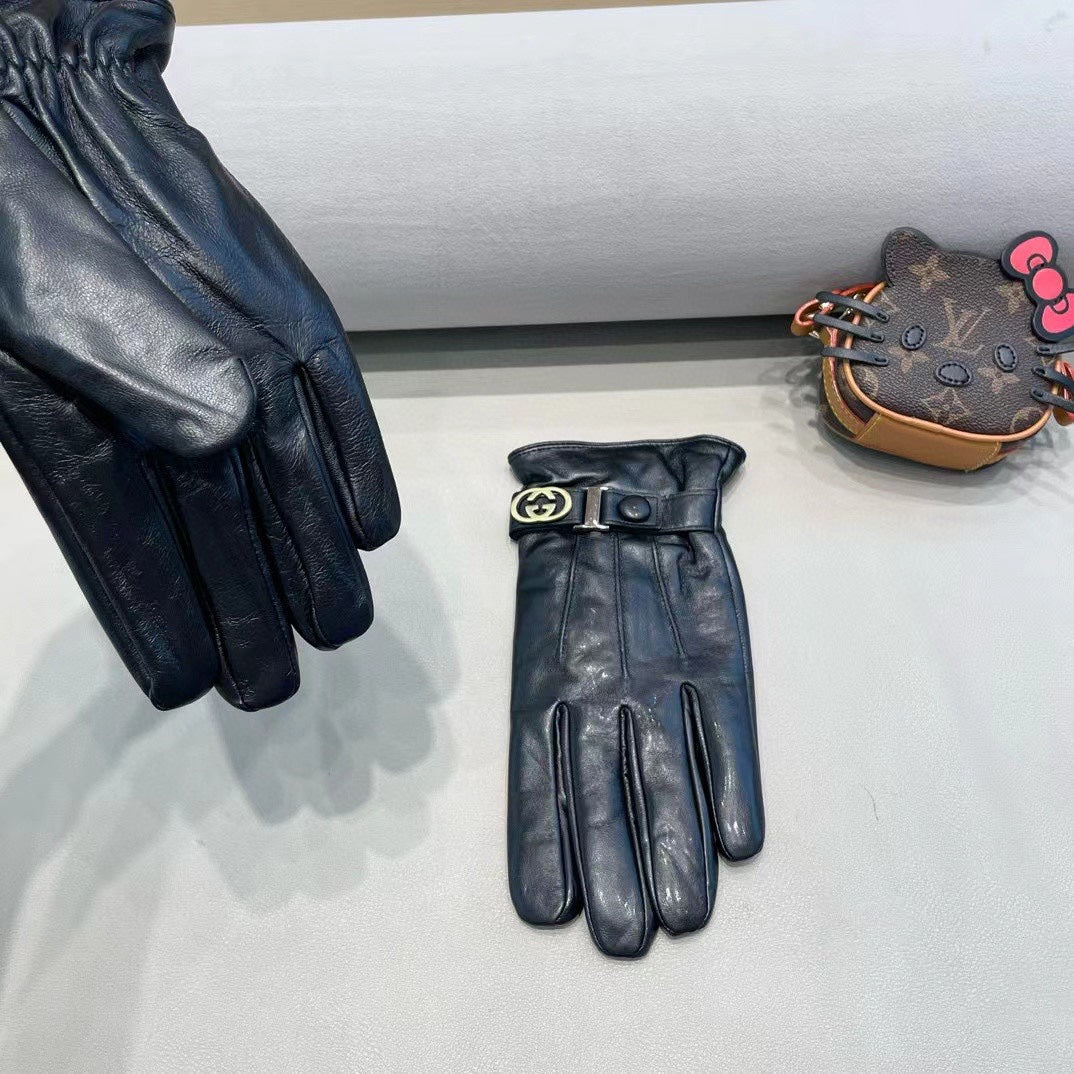 TOUCHSCREEN GLOVES IN BLACK LAMBSKIN 454568 - XL