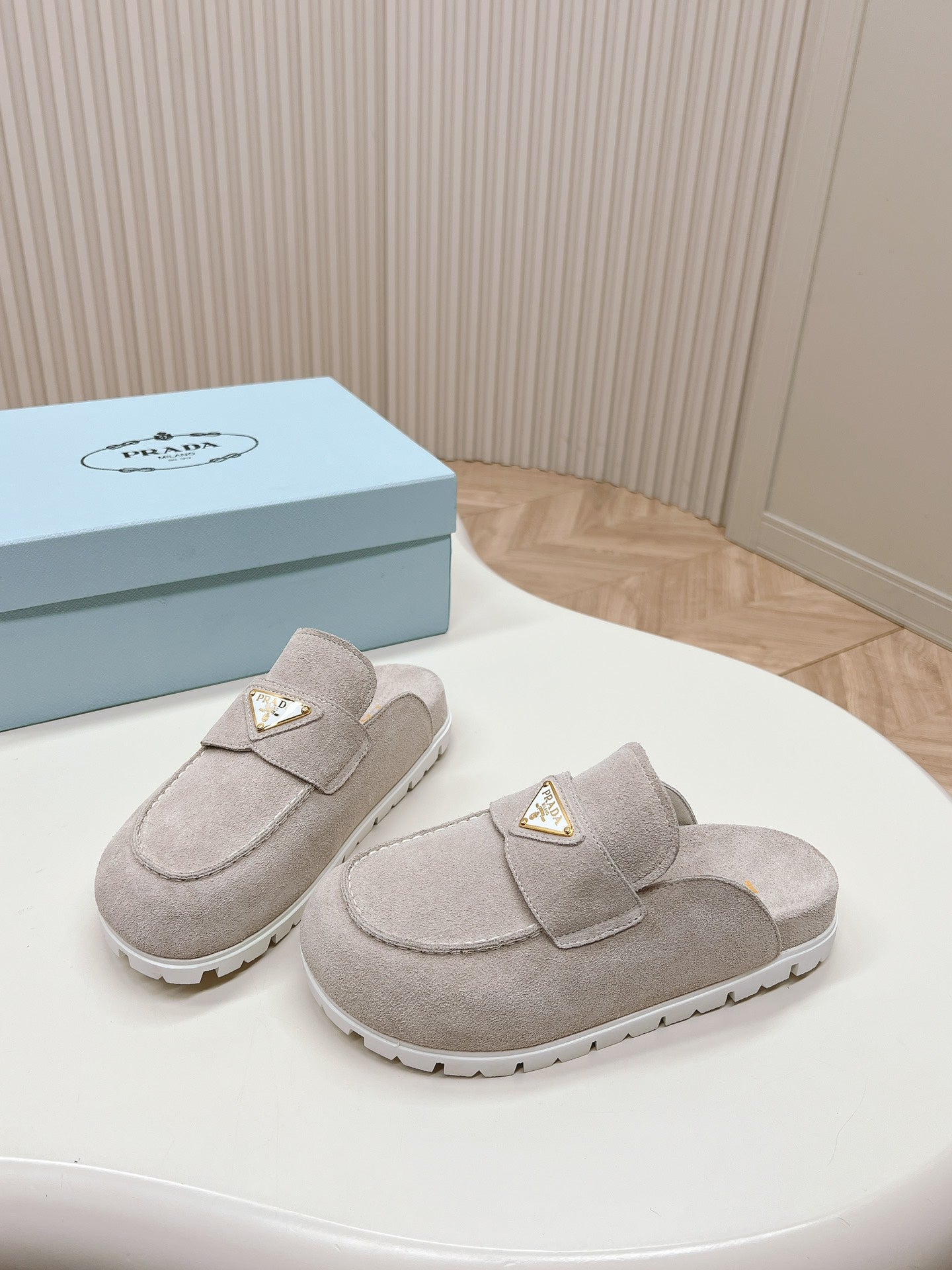 PRA SABOTS MULES LIGHT GRAY SUEDE - 35