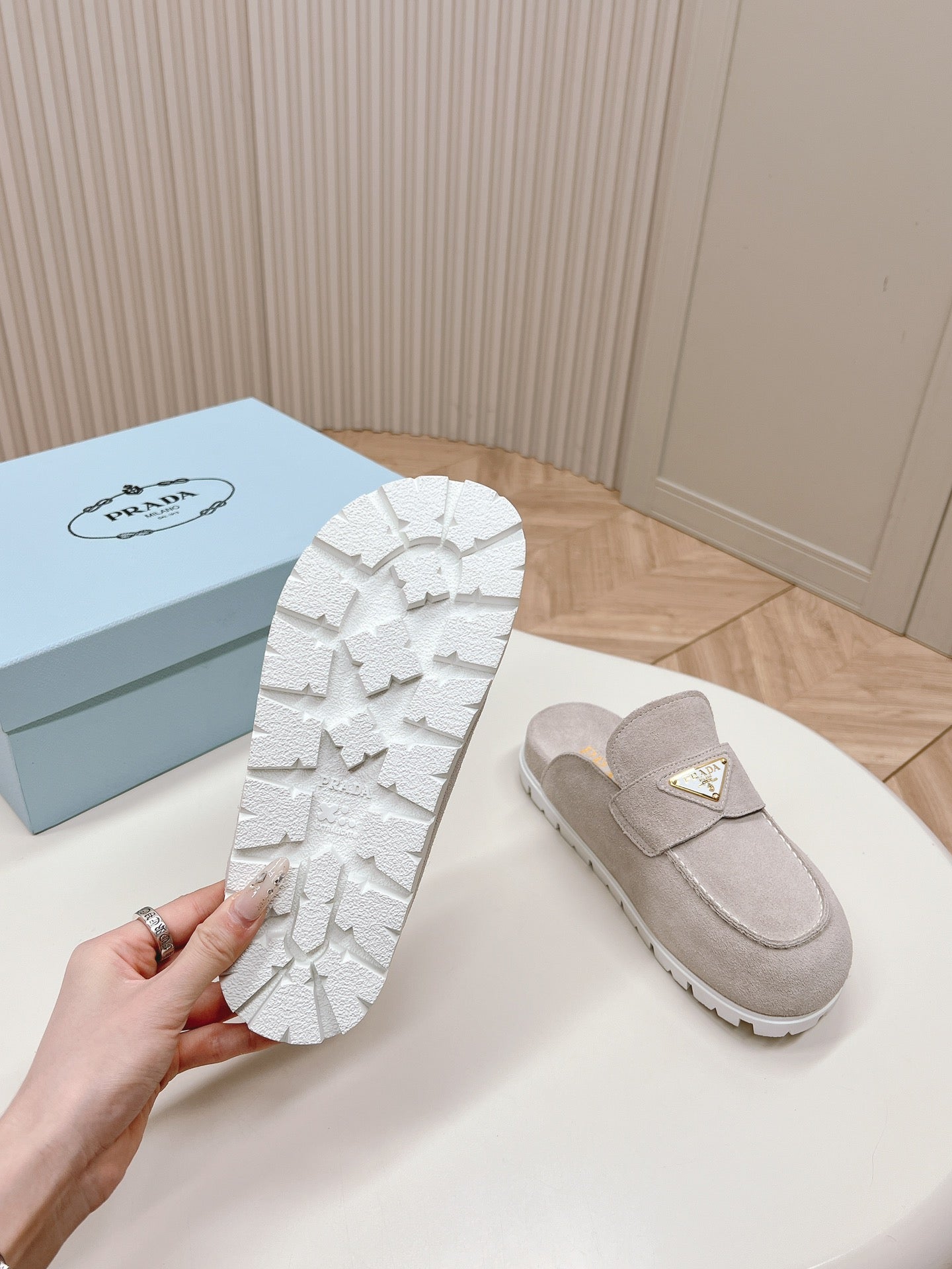 PRA SABOTS MULES LIGHT GRAY SUEDE - 35