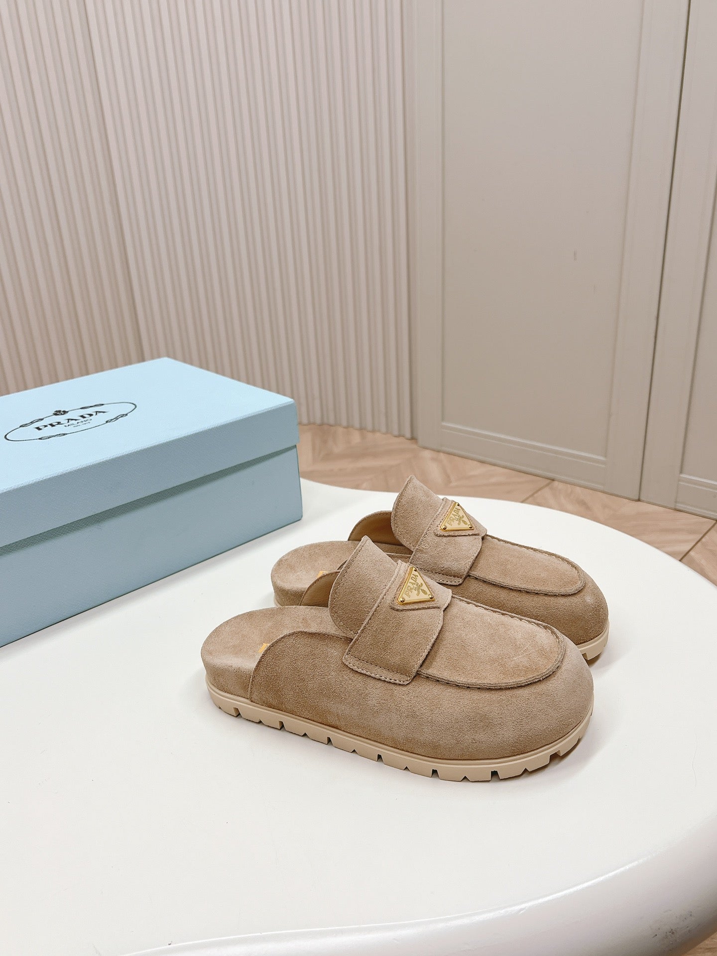 PRA SABOTS MULES LIGHT BROWN SUEDE - 35