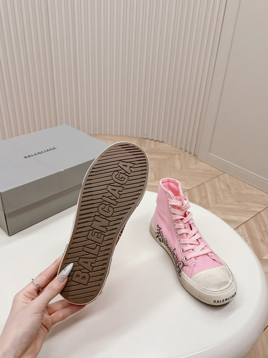 HIGH-TOP SNEAKERS GRAFFITI IN PINK CANVAS - 35