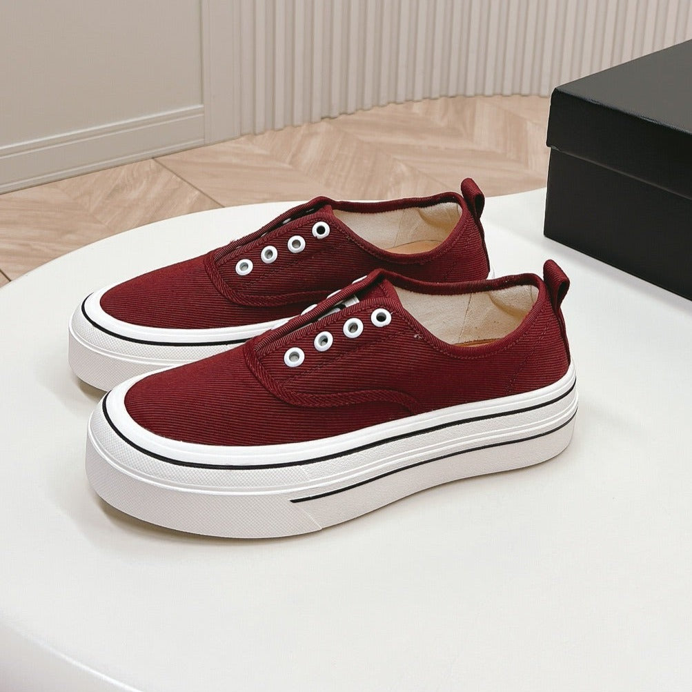 Double C Platform Biscuit Shoes Fabric Cherry Red - 35