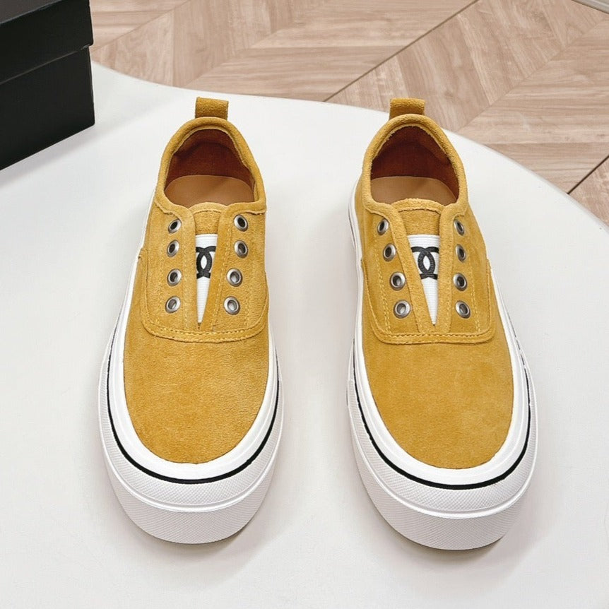 Double C Platform Biscuit Shoes Fabric Amber Yellow - 35
