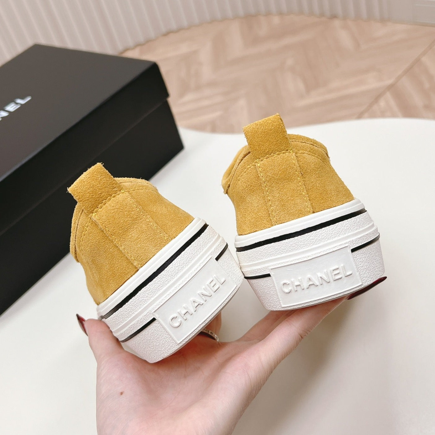 Double C Platform Biscuit Shoes Fabric Amber Yellow - 35