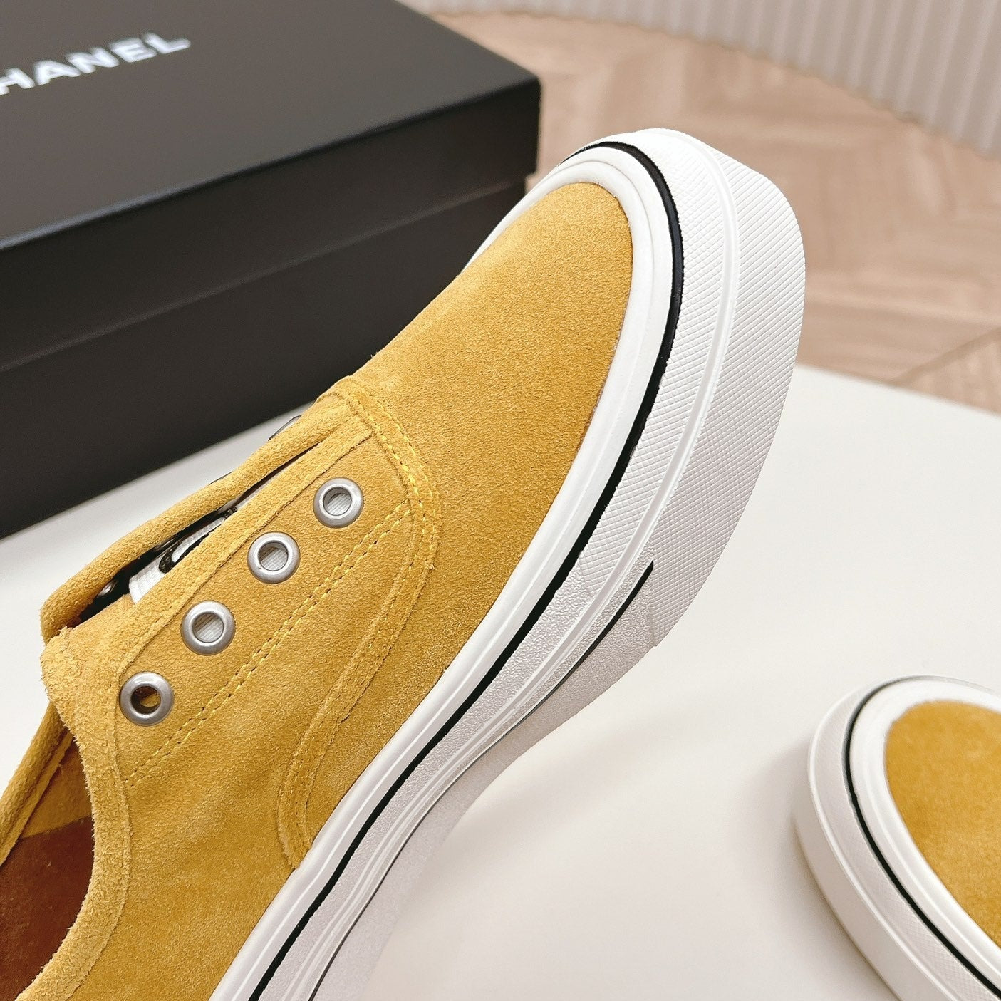 Double C Platform Biscuit Shoes Fabric Amber Yellow - 35