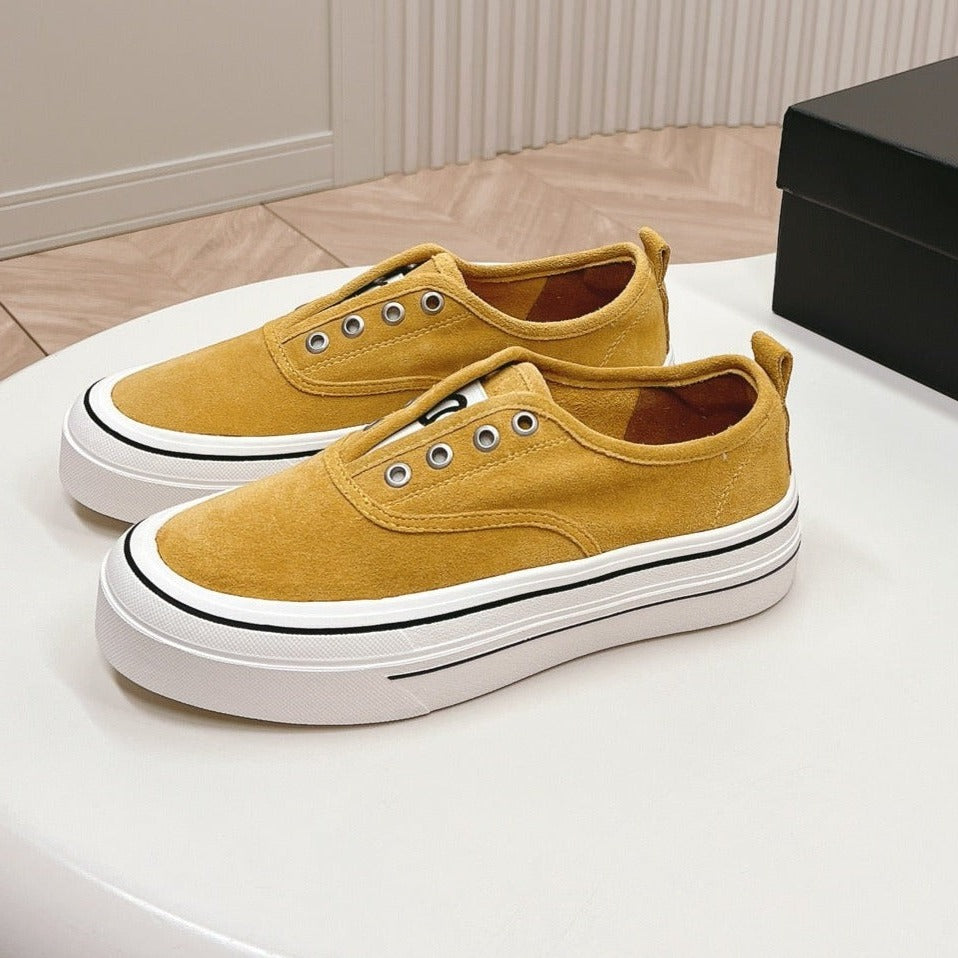 Double C Platform Biscuit Shoes Fabric Amber Yellow - 35