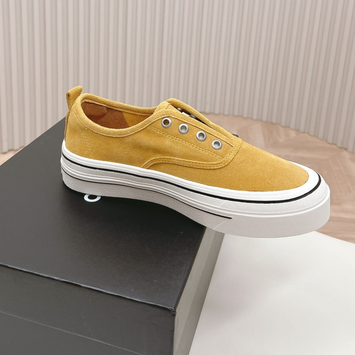 Double C Platform Biscuit Shoes Fabric Amber Yellow - 35