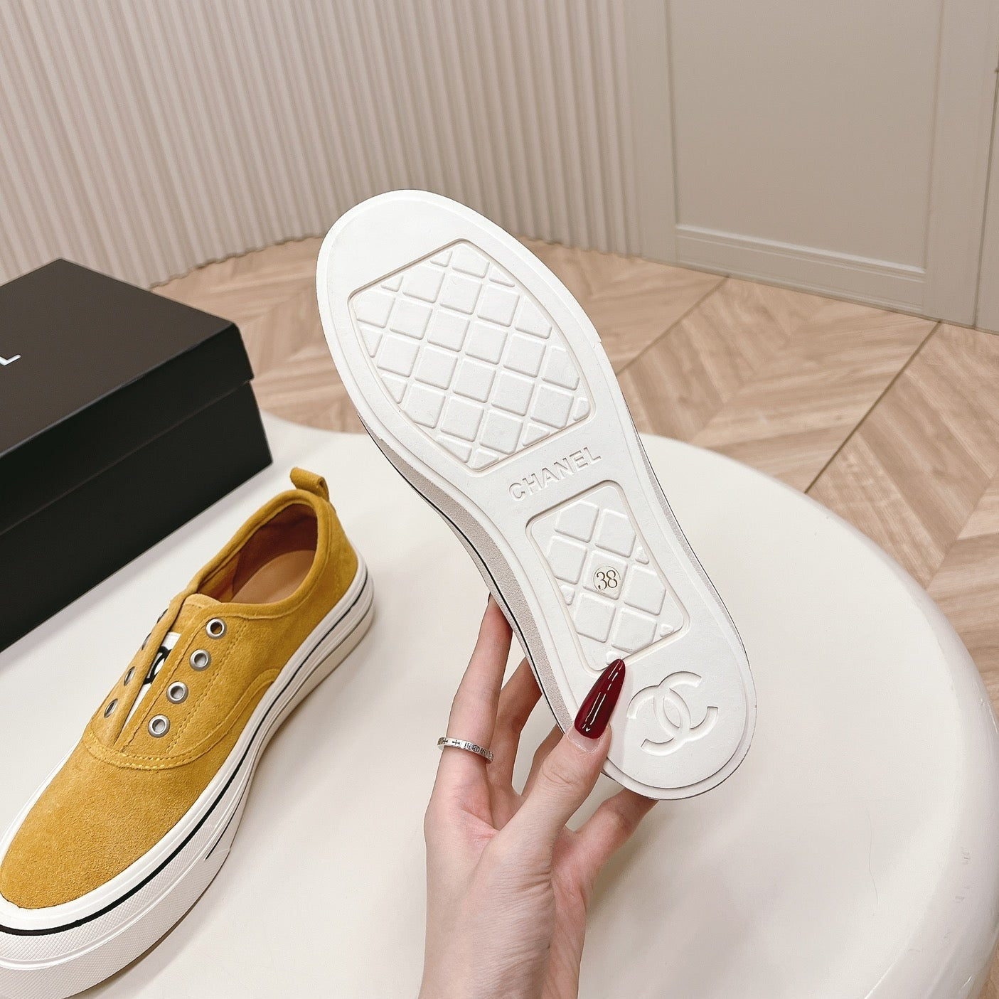 Double C Platform Biscuit Shoes Fabric Amber Yellow - 35