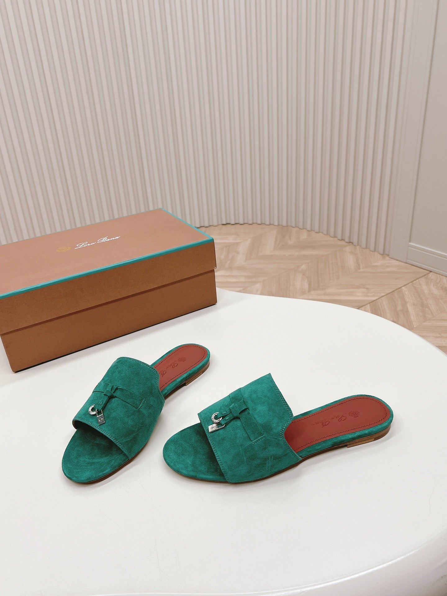 LP SUMMER CHARMS SANDALS IN TEAL BLUE SUEDE - 35
