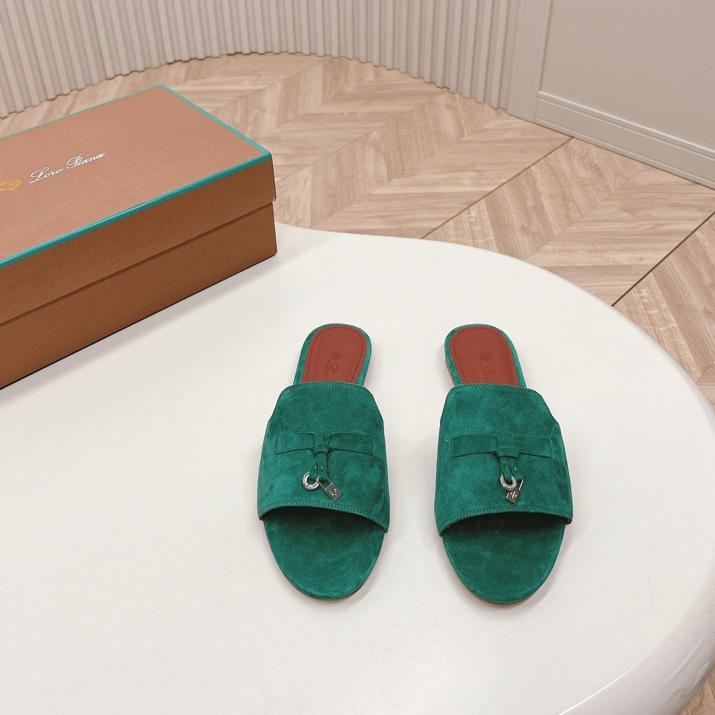 LP SUMMER CHARMS SANDALS IN TEAL BLUE SUEDE - 35