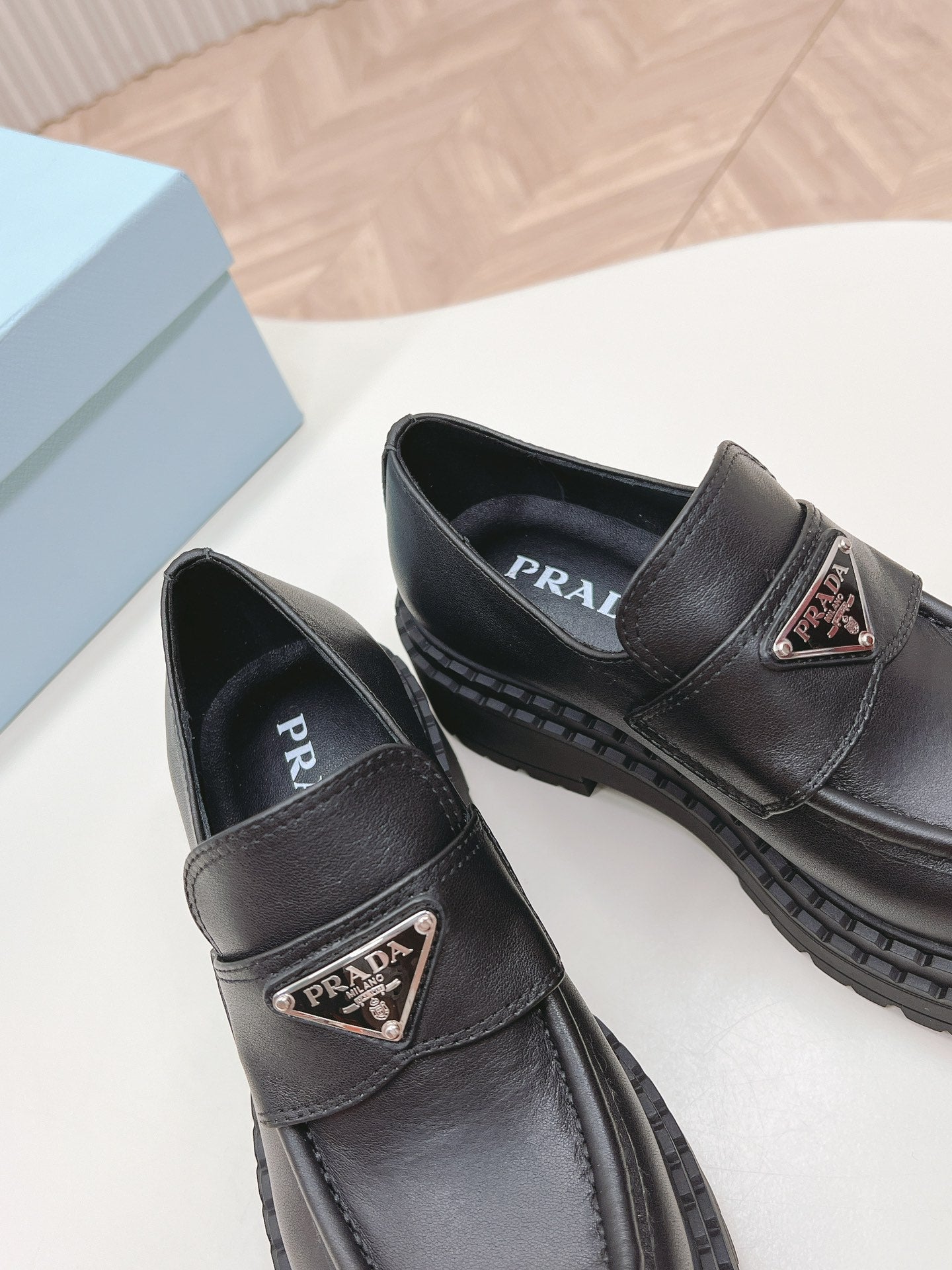 PRA BRUSHED MONOLITH LOAFERS BLACK CALFSKIN - 35