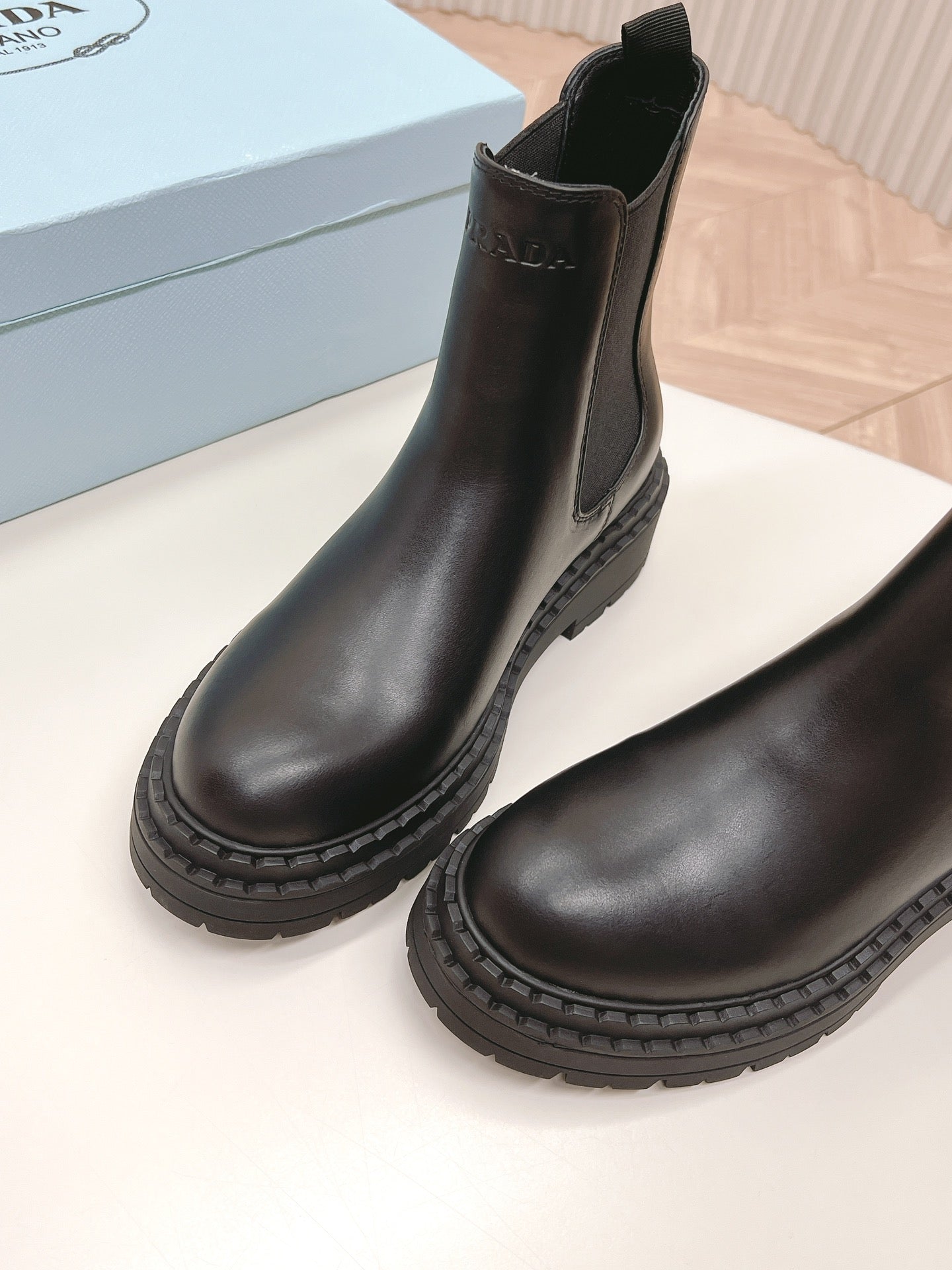 PRA BRUSHED BOOTIES BLACK CALFSKIN - 35
