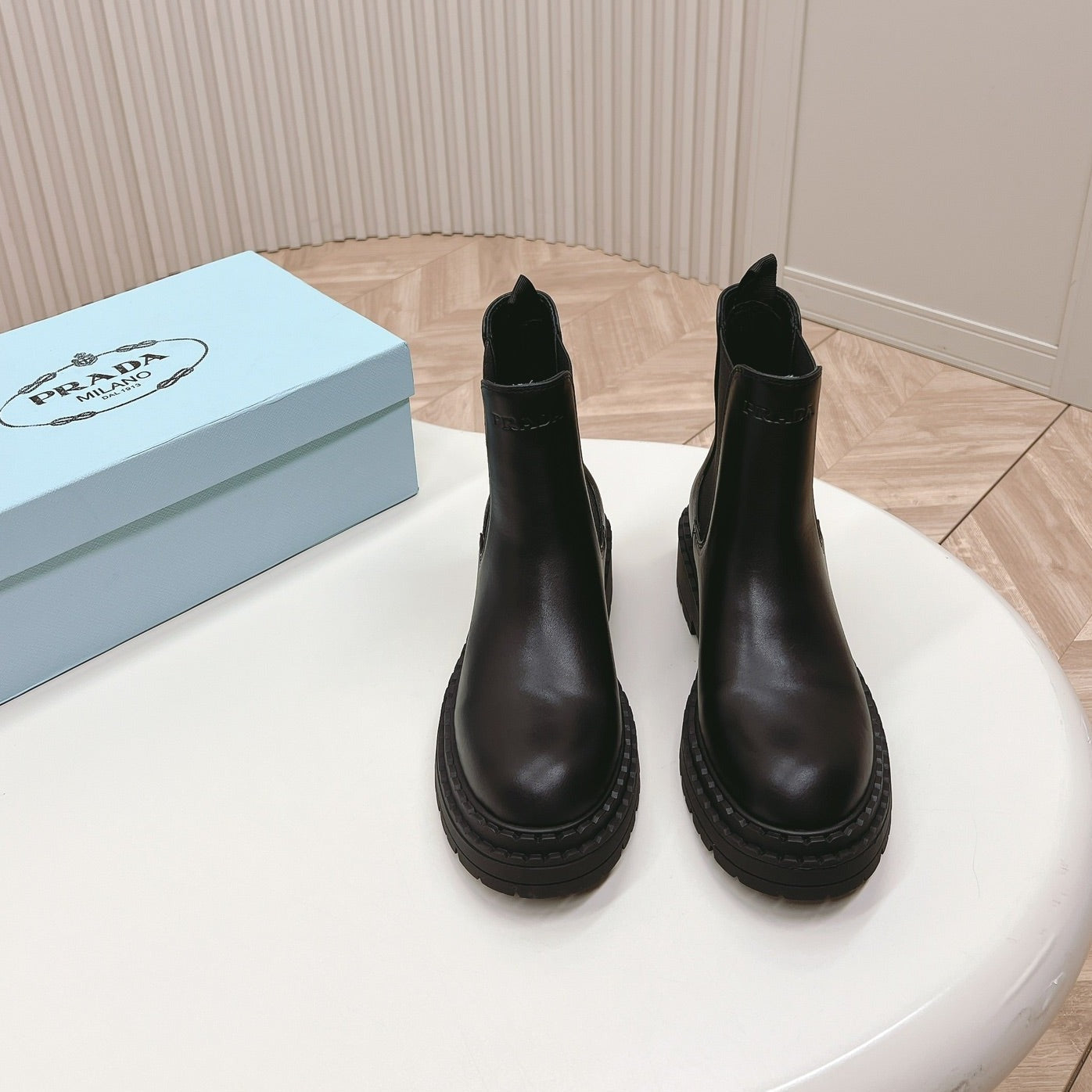 PRA BRUSHED BOOTIES BLACK CALFSKIN - 35