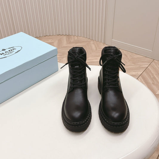 PRA LACE-UP BOOTS BLACK CALFSKIN - 35