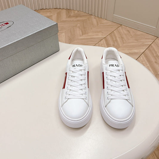PRA LEATHER LOGO OUTLET SNEAKERS BLACK AND CHERRY CALFSKIN - 35