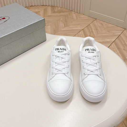 PRA LOGO OUTLET BASIC SNEAKERS WHITE CALFSKIN - 35
