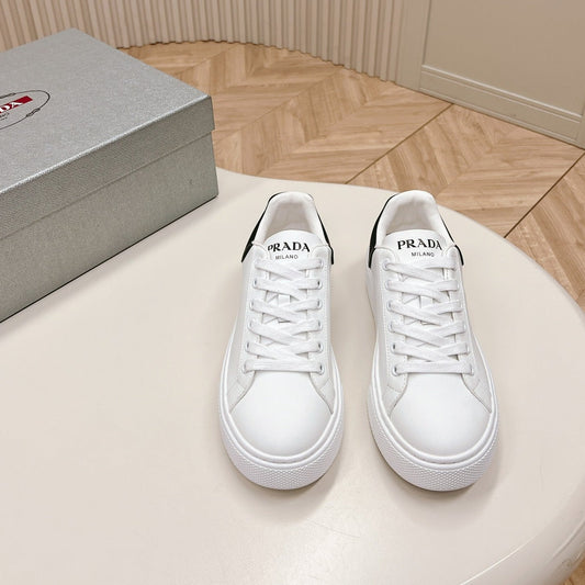 PRA RETRO SNEAKERS WHITE AND BLACK CALFSKIN - 35