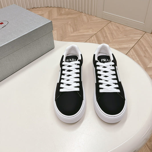 PRA LEATHER LOGO OUTLET SNEAKERS BLACK CALFSKIN - 35