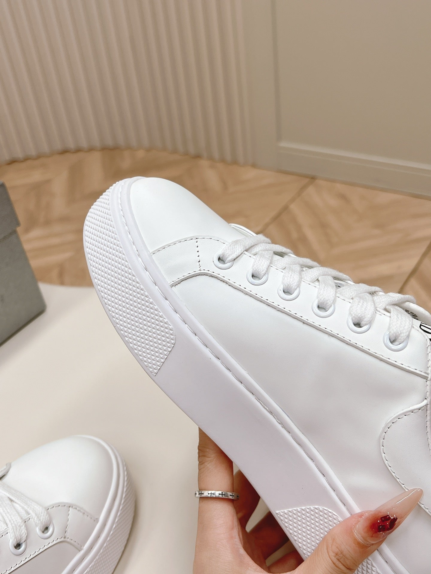PRA RETRO SNEAKERS WHITE CALFSKIN - 35