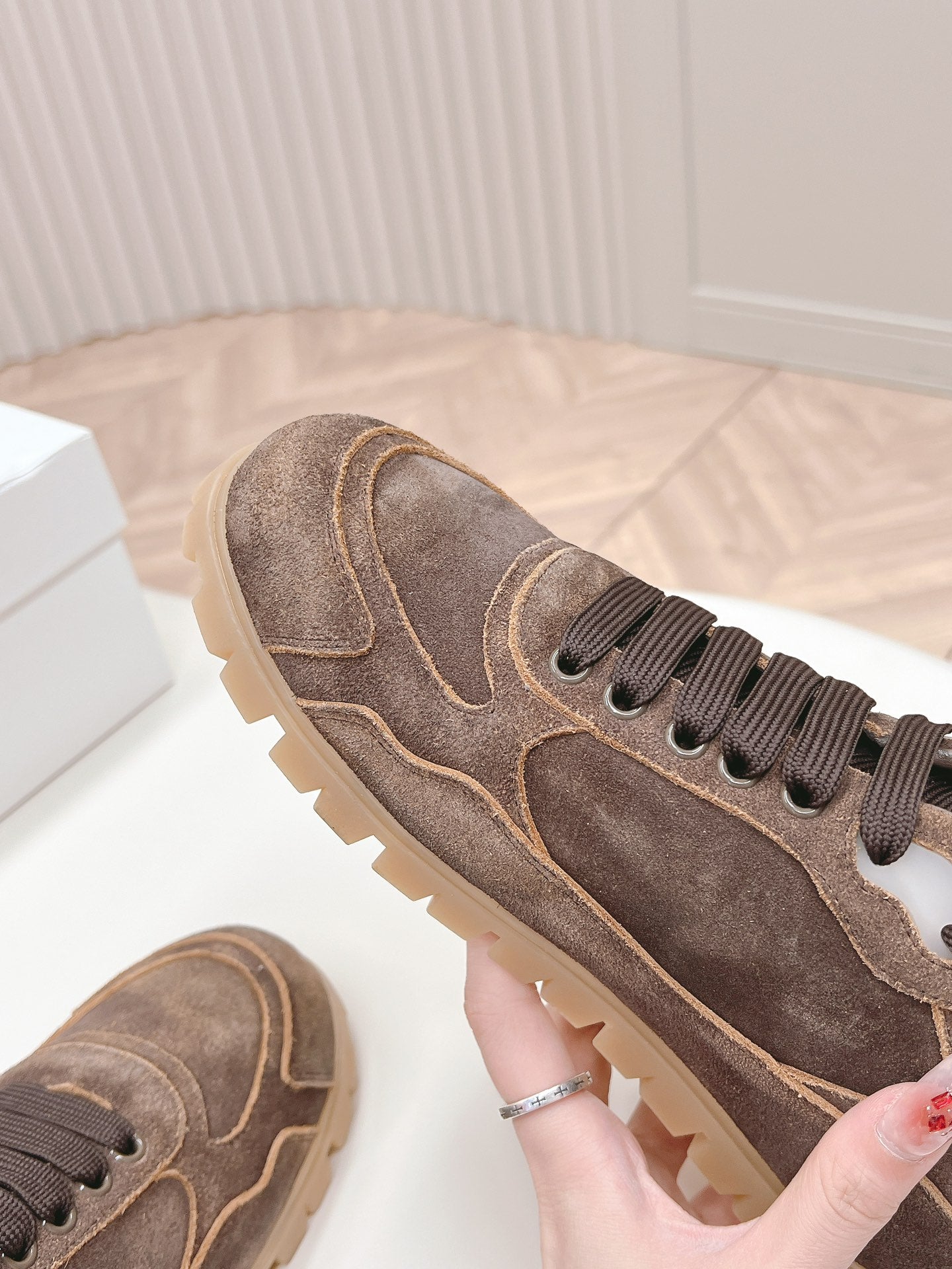 PRA FADED SUEDE SNEAKERS CHOCOLATE - 35