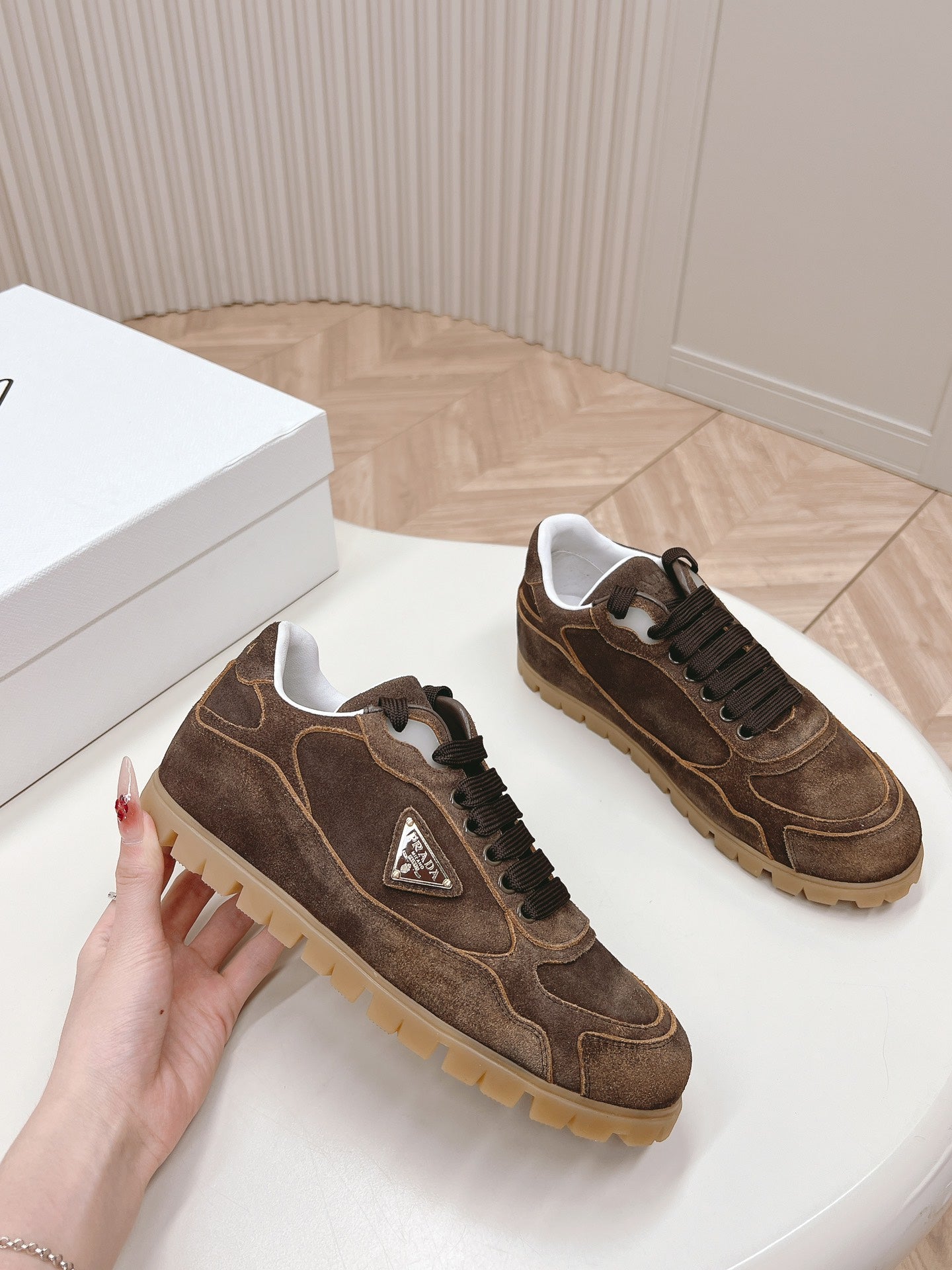 PRA FADED SUEDE SNEAKERS CHOCOLATE - 35