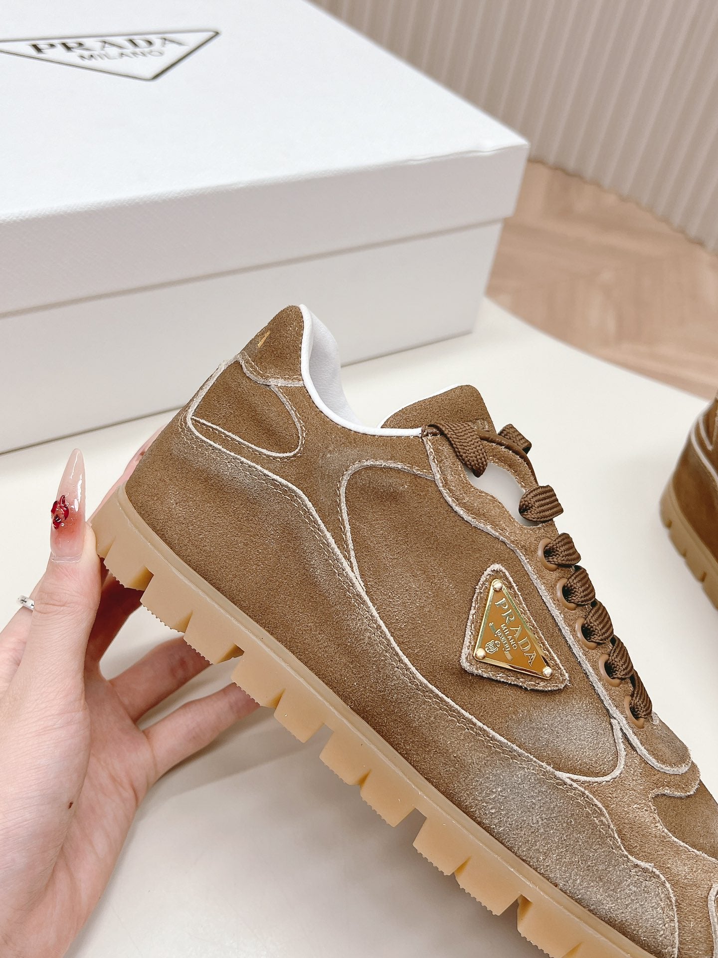 PRA FADED SUEDE SNEAKERS SEPIA AND WHITE - 35