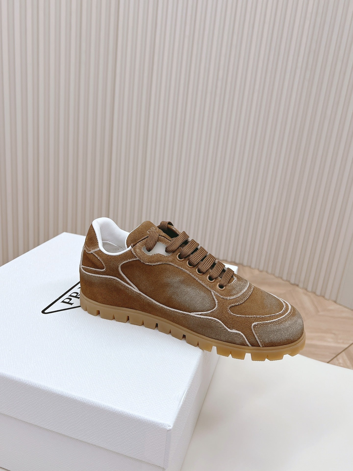 PRA FADED SUEDE SNEAKERS SEPIA AND WHITE - 35