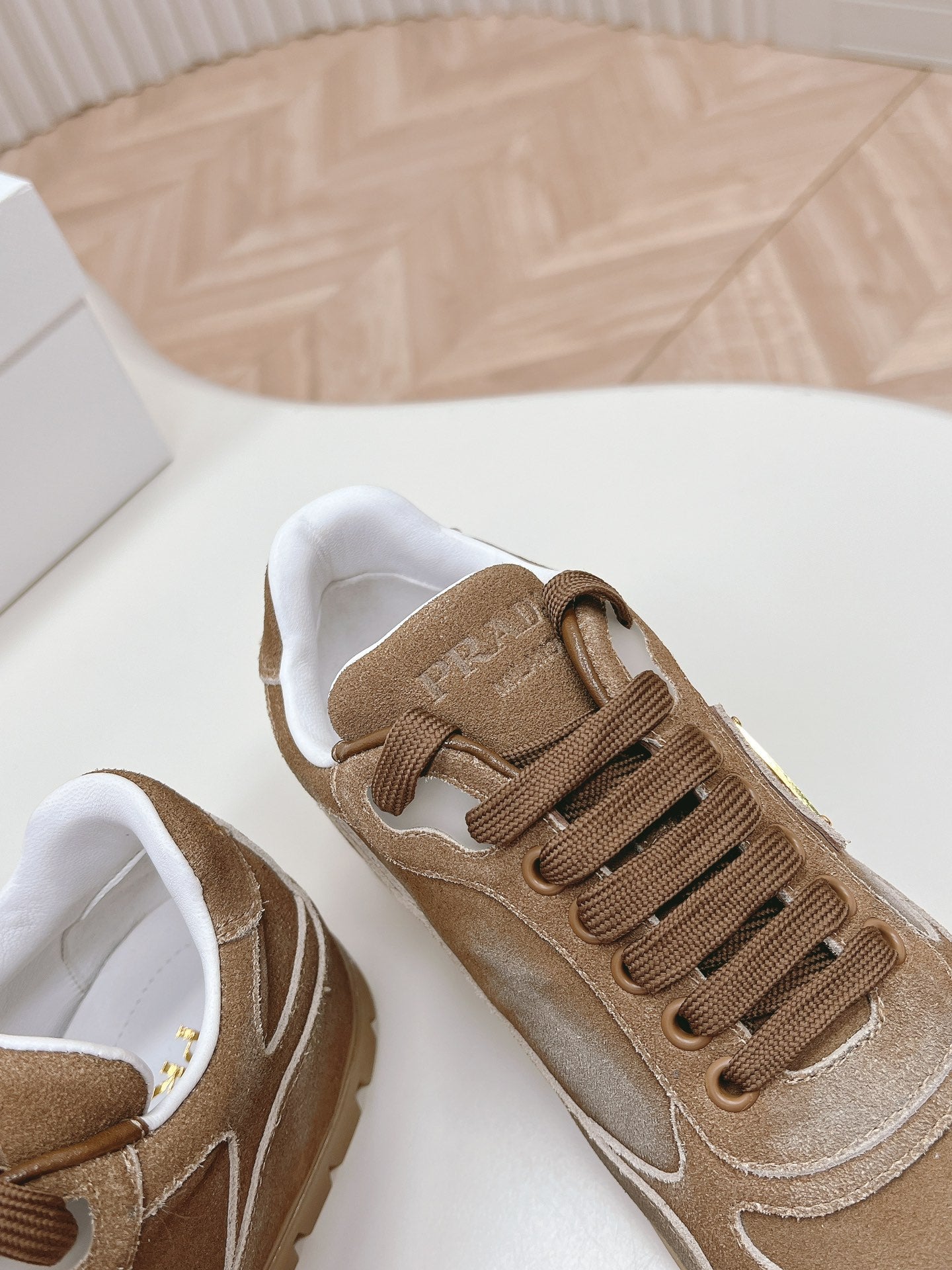PRA FADED SUEDE SNEAKERS SEPIA AND WHITE - 35