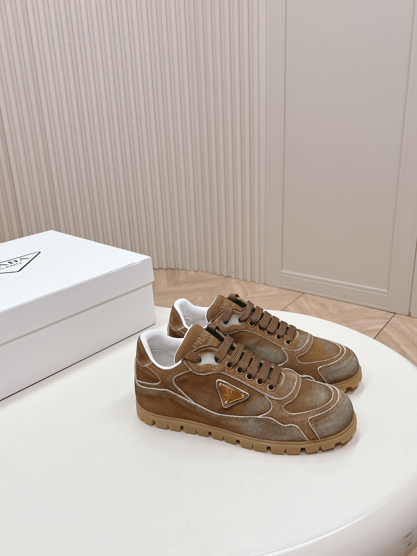 PRA FADED SUEDE SNEAKERS SEPIA AND WHITE - 35