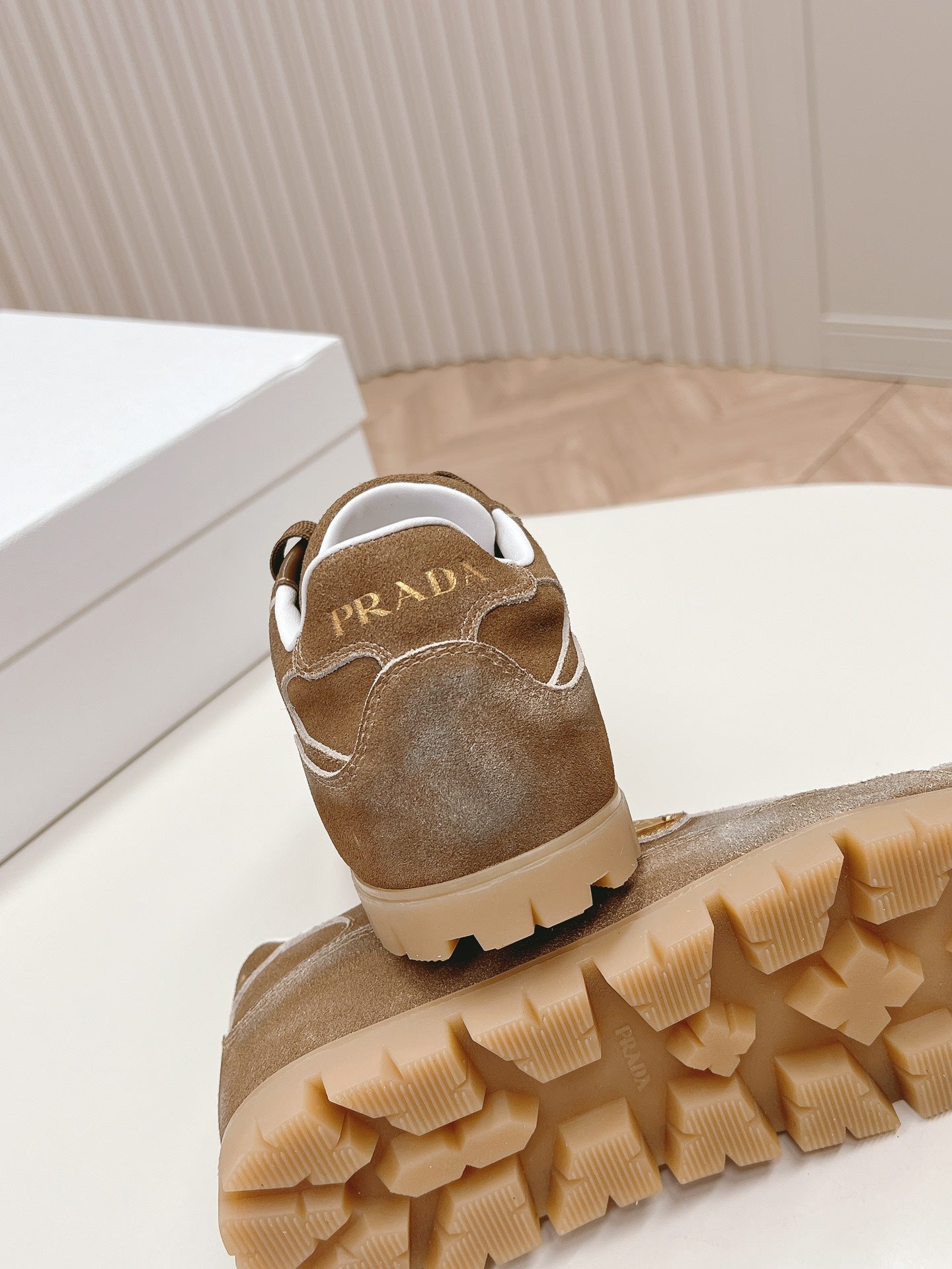 PRA FADED SUEDE SNEAKERS SEPIA AND WHITE - 35