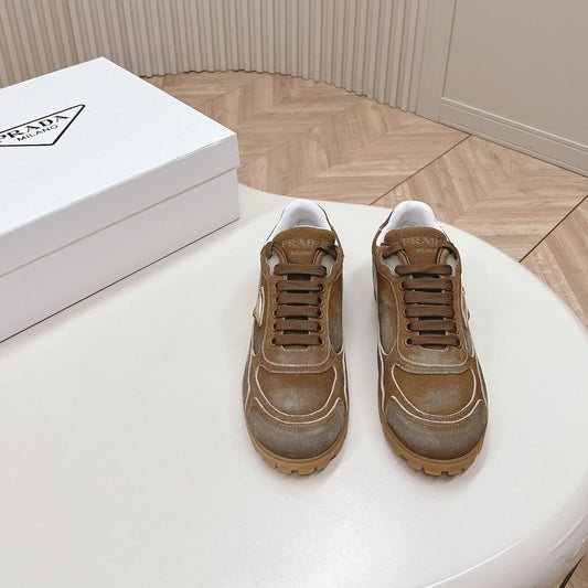 PRA FADED SUEDE SNEAKERS SEPIA AND WHITE - 35