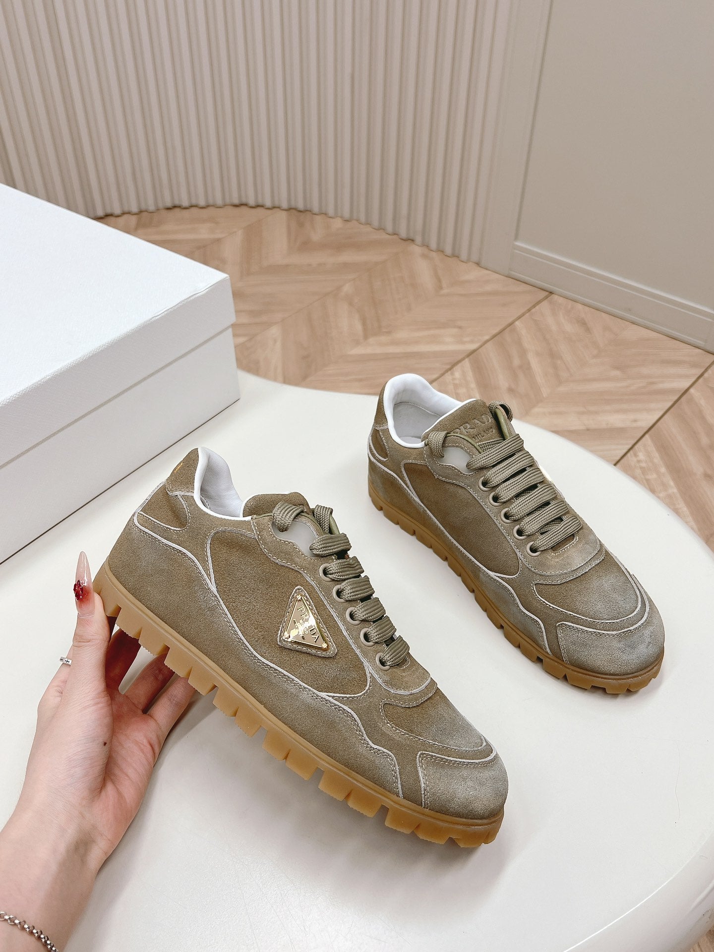 PRA FADED SUEDE SNEAKERS CARAMEL AND WHITE - 35