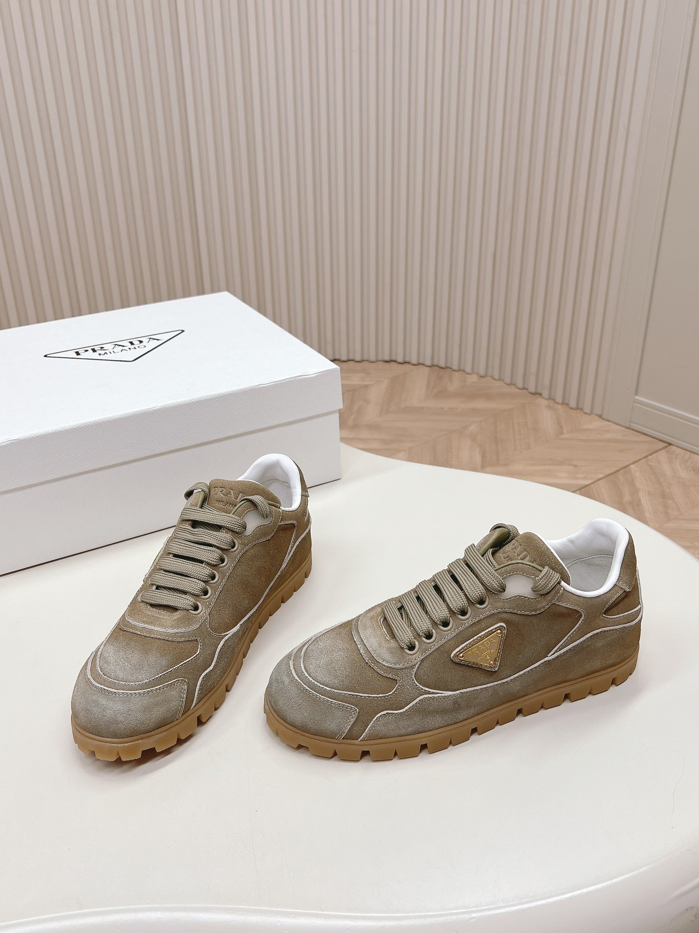 PRA FADED SUEDE SNEAKERS CARAMEL AND WHITE - 35