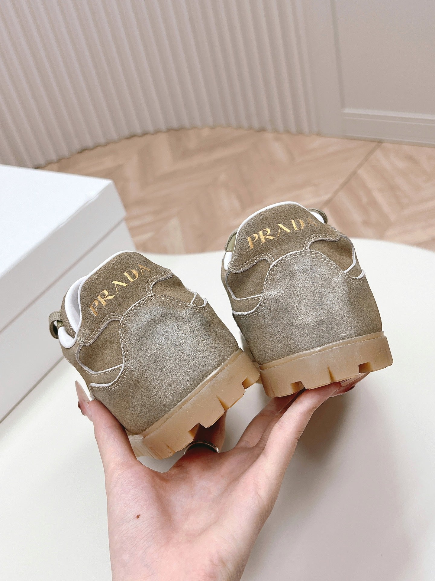 PRA FADED SUEDE SNEAKERS CARAMEL AND WHITE - 35