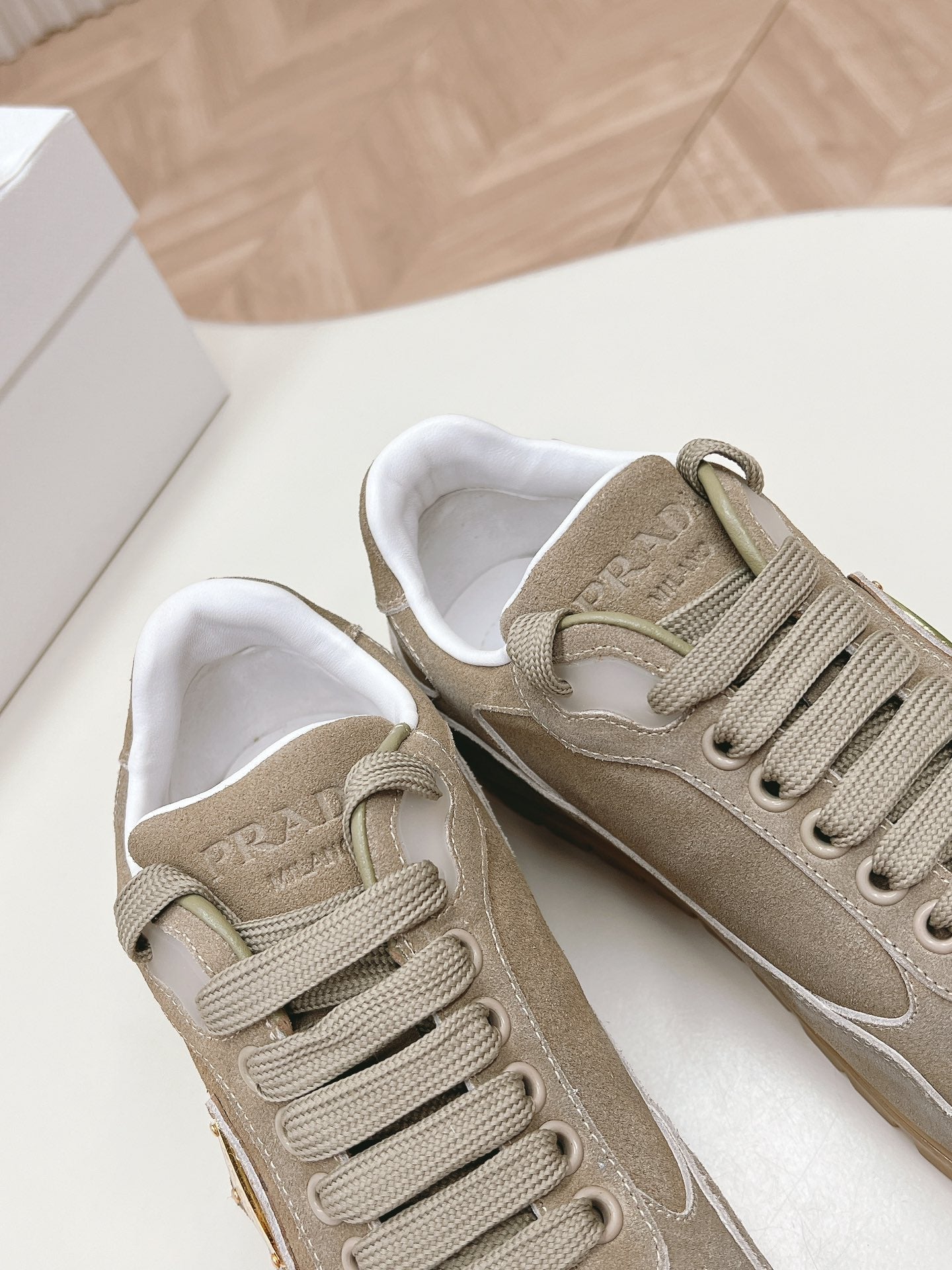 PRA FADED SUEDE SNEAKERS CARAMEL AND WHITE - 35