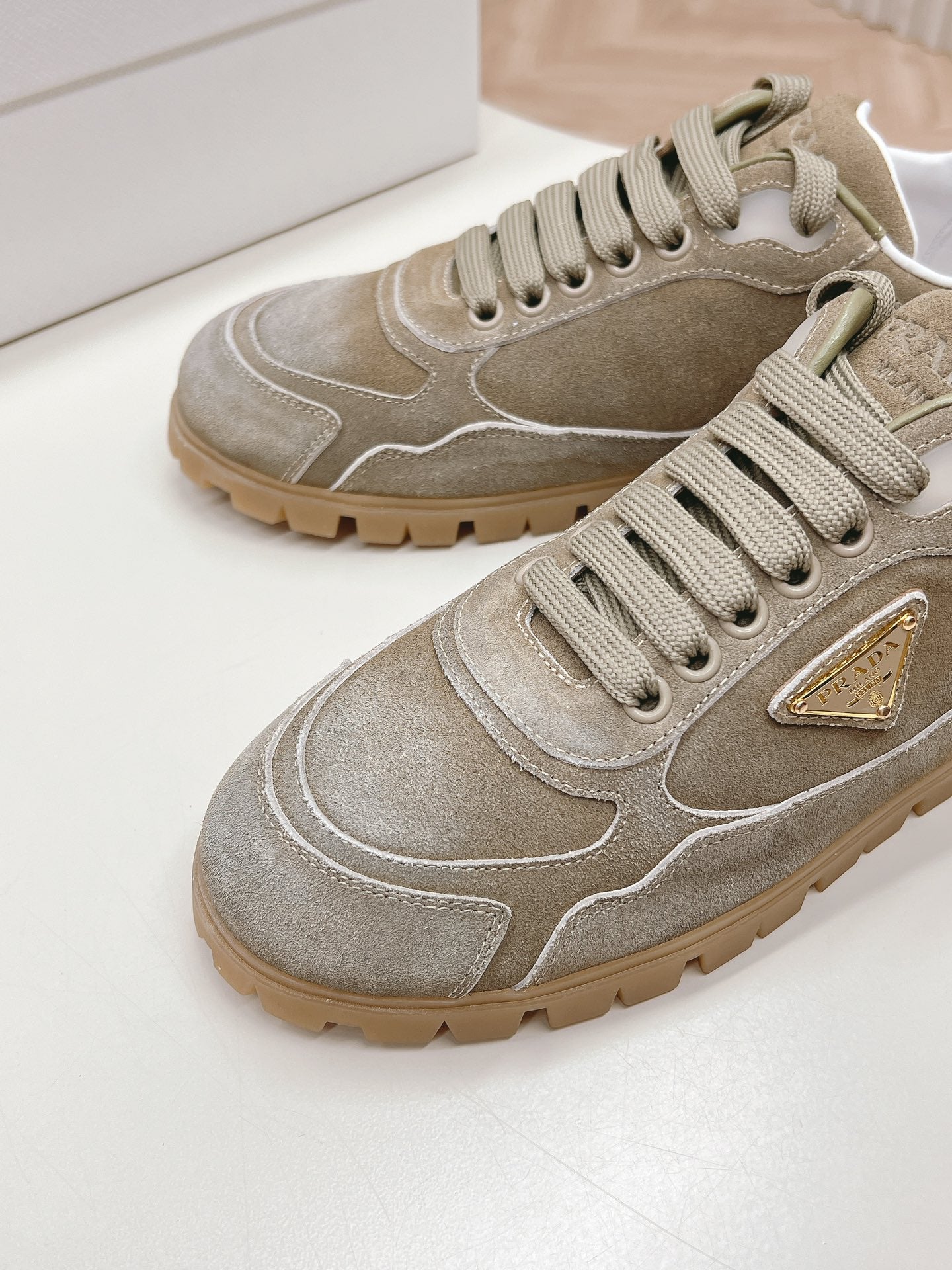 PRA FADED SUEDE SNEAKERS CARAMEL AND WHITE - 35