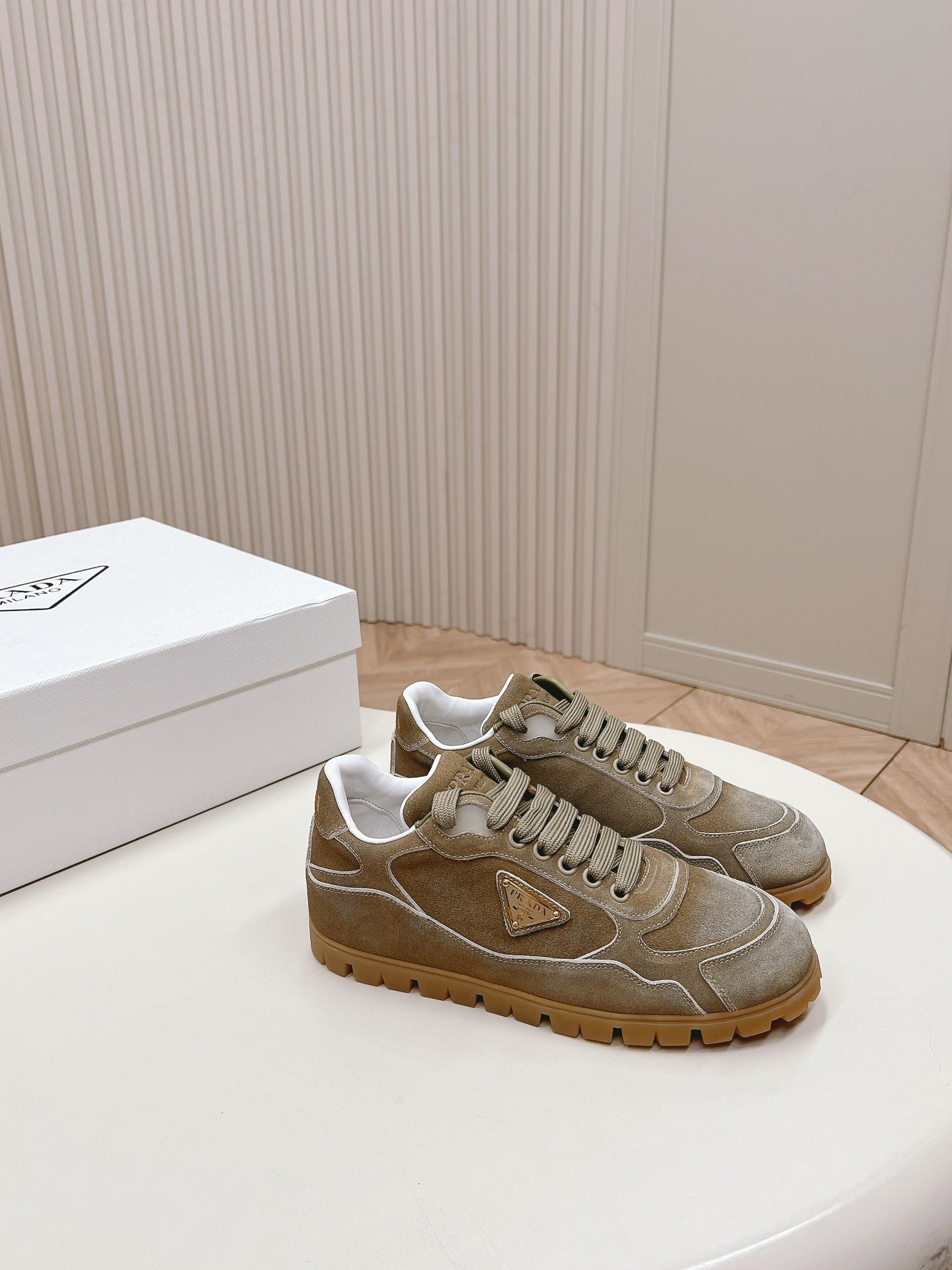 PRA FADED SUEDE SNEAKERS CARAMEL AND WHITE - 35