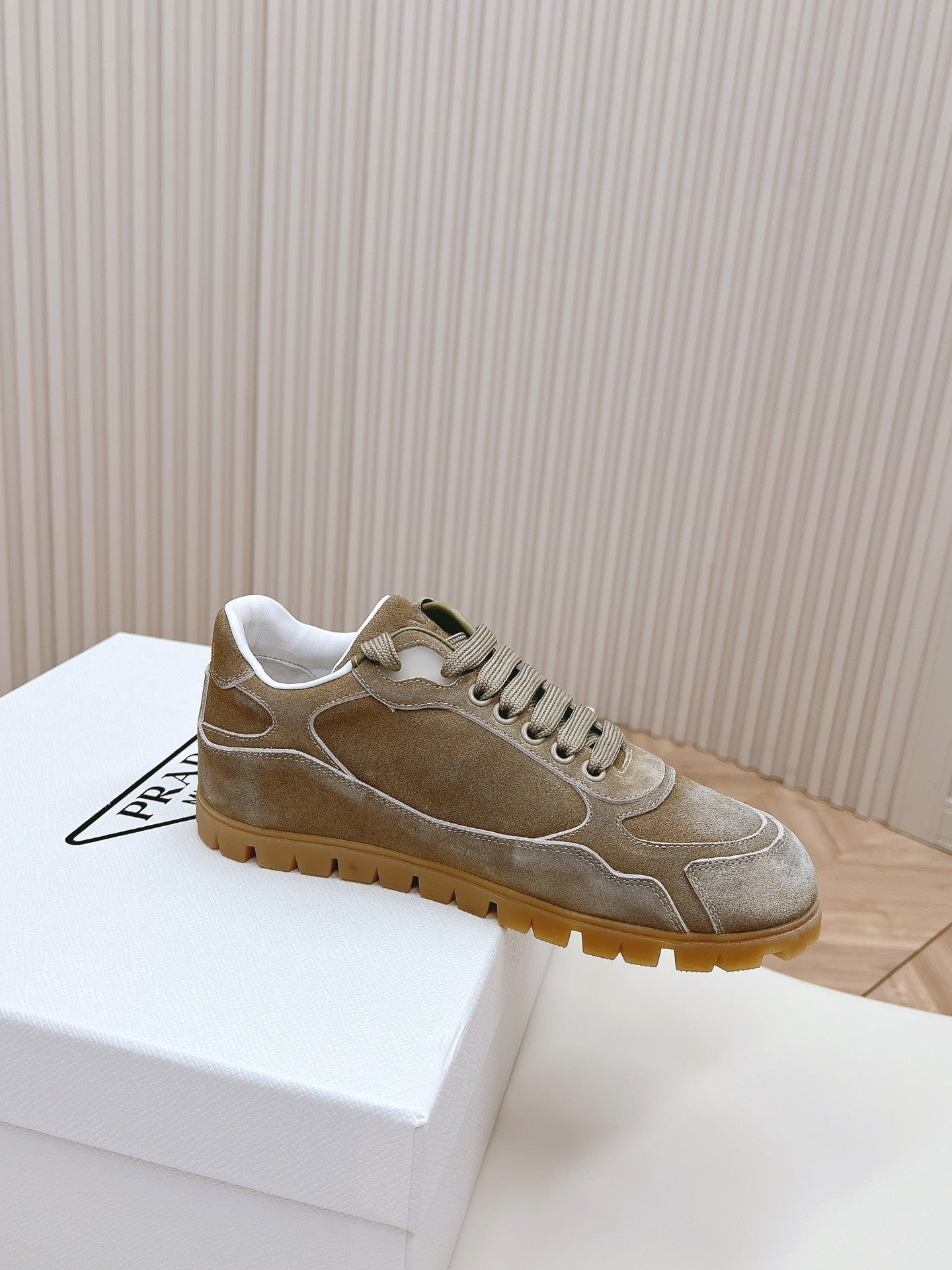 PRA FADED SUEDE SNEAKERS CARAMEL AND WHITE - 35